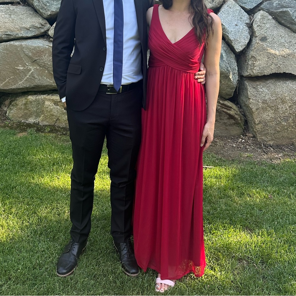 David's Bridal Red “Apple” Maxi Dress
